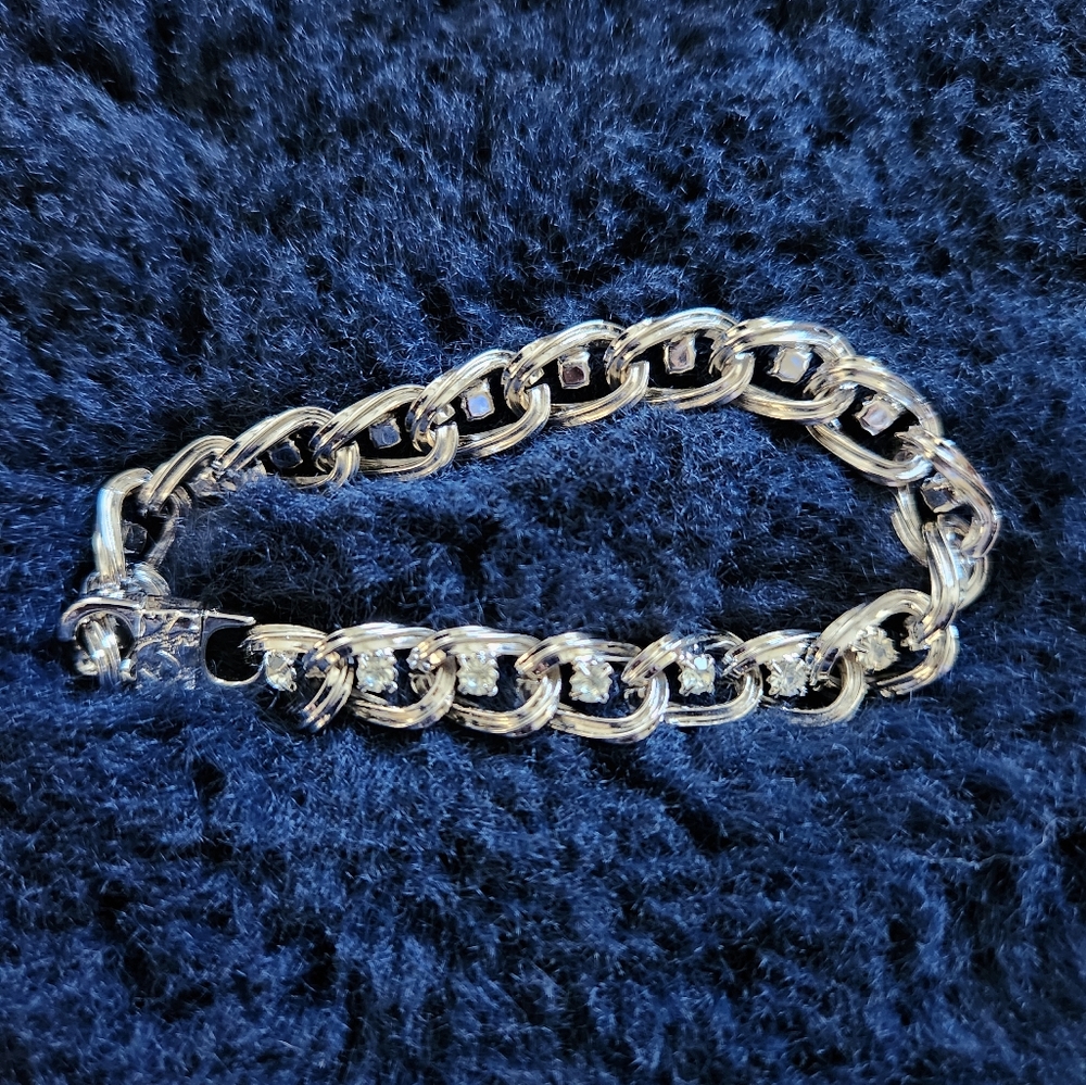 Silver with diamondesque bracelet